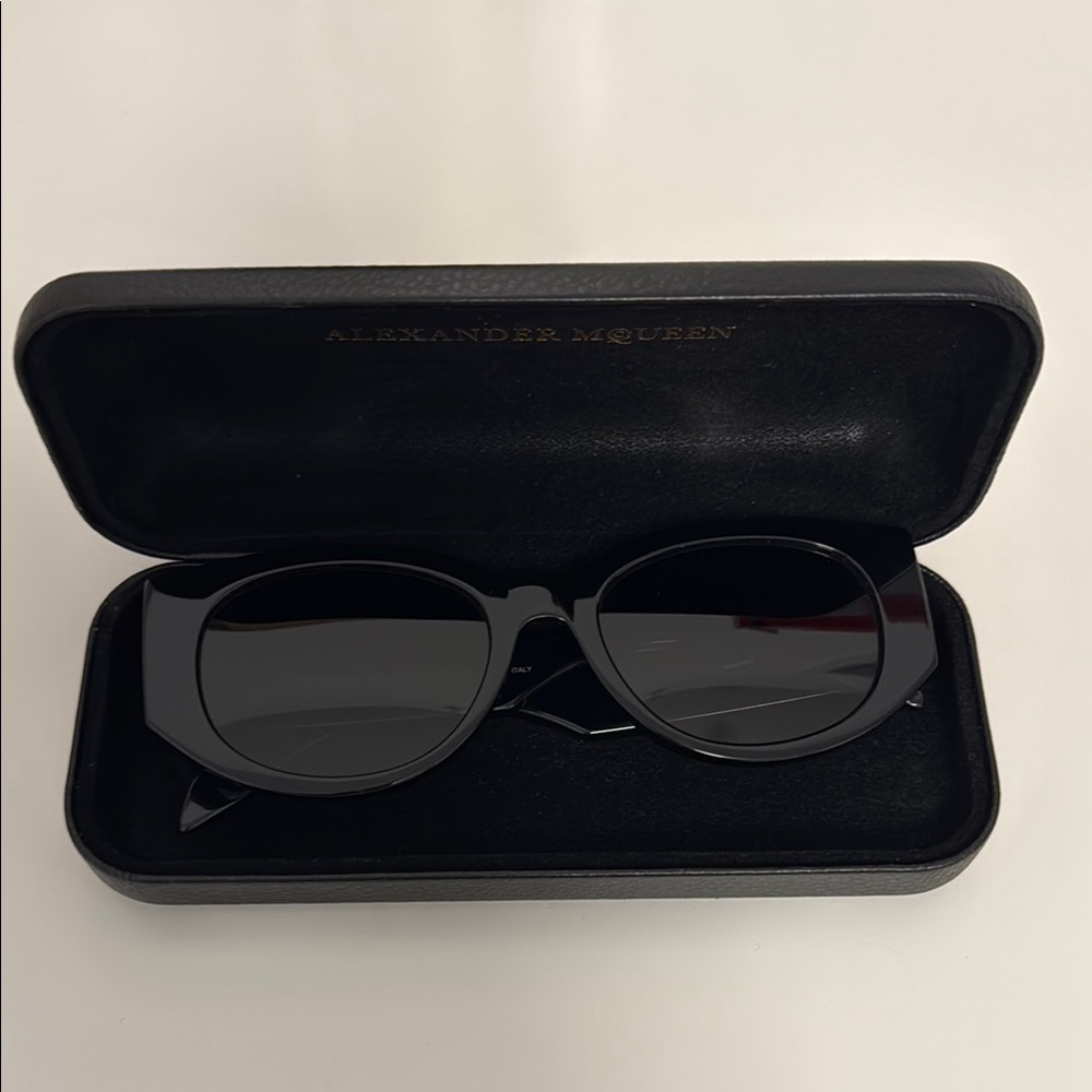 100% AUTHENTIC Alexander McQueen Glossy Black Sunglasses